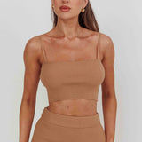 Loverboy Cropped Ribbed Cami Top Camel