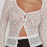 Starlit Sheer Lace Top White