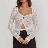 Starlit Sheer Lace Top White