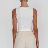 Argyle Cut-Out Sleeveless Top White