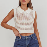 Daithi Collared Sleeveless Knit Top Ivory
