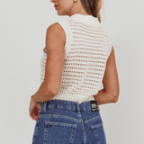 Daithi Collared Sleeveless Knit Top Ivory