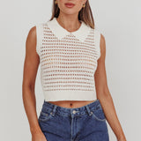Daithi Collared Sleeveless Knit Top Ivory