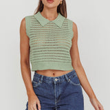 Daithi Collared Sleeveless Knit Top Mint