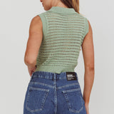 Daithi Collared Sleeveless Knit Top Mint