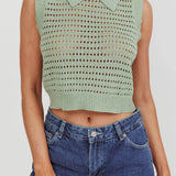 Daithi Collared Sleeveless Knit Top Mint