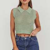 Daithi Collared Sleeveless Knit Top Mint