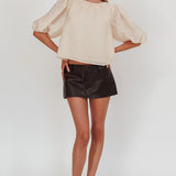 Beside You Puff Sleeves Tied Back Top Cream
