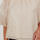 Beside You Puff Sleeves Tied Back Top Cream