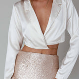 Risa Crop Satin Top Cream