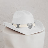 Longhorn Heart Decoration Cowboy Hat Ivory
