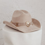 Longhorn Heart Decoration Cowboy Hat Khaki