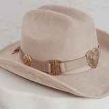 Longhorn Heart Decoration Cowboy Hat Khaki