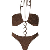 Barbados Halterneck One Piece Swimsuit Brown