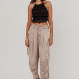Betty Satin Cargo Pant Mink