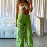 Ashlynn Corduroy Cargo Pants Lime
