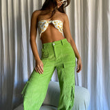 Ashlynn Corduroy Cargo Pants Lime