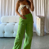 Ashlynn Corduroy Cargo Pants Lime