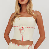 Maxxine Ribbon Trim Cami Top Bone