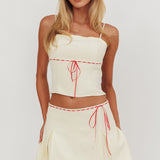 Maxxine Pleat Mini Skirt Bone