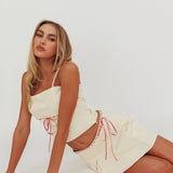 Maxxine Pleat Mini Skirt Bone