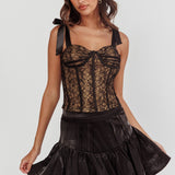 Odila Bow Shoulder Corset Top Black