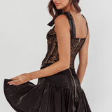 Odila Bow Shoulder Corset Top Black