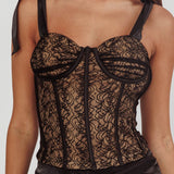 Odila Bow Shoulder Corset Top Black