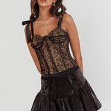 Odila Bow Shoulder Corset Top Black