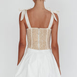 Odila Bow Shoulder Corset Top Champagne