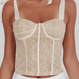 Odila Bow Shoulder Corset Top Champagne