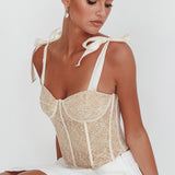 Odila Bow Shoulder Corset Top Champagne