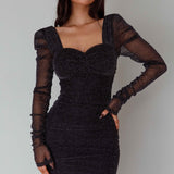 Ryah Long Sleeve Mini Dress Sparkle Black