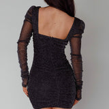 Ryah Long Sleeve Mini Dress Sparkle Black