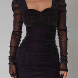 Ryah Long Sleeve Mini Dress Sparkle Black