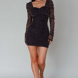 Ryah Long Sleeve Mini Dress Sparkle Black