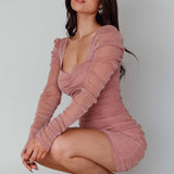 Ryah Long Sleeve Mini Dress Sparkle Mauve