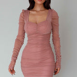 Ryah Long Sleeve Mini Dress Sparkle Mauve