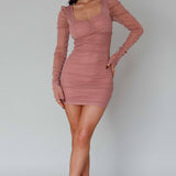 Ryah Long Sleeve Mini Dress Sparkle Mauve