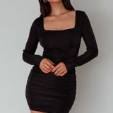Wednesday Cowl Back Mini Dress Black