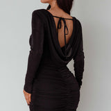 Wednesday Cowl Back Mini Dress Black