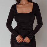Wednesday Cowl Back Mini Dress Black