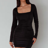 Wednesday Cowl Back Mini Dress Black