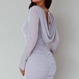 Wednesday Cowl Back Mini Dress Lilac