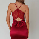 Michi Lace Back Mini Dress Burgundy