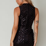 Midnight In London Lace-Up Side Mini Dress Black