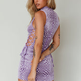 Midnight In London Lace-Up Side Mini Dress Lavender