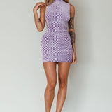 Midnight In London Lace-Up Side Mini Dress Lavender