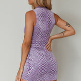 Midnight In London Lace-Up Side Mini Dress Lavender