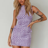 Midnight In London Lace-Up Side Mini Dress Lavender